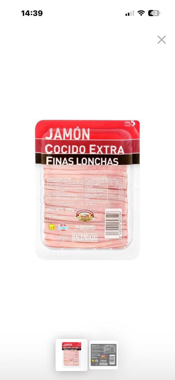 Jamón cocido extra